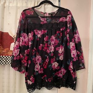 Lane Bryant Floral Blouse size 14